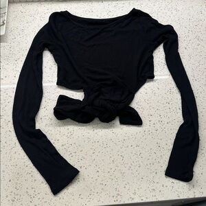 ALO Yoga Black Long Sleeve Top tie around waist